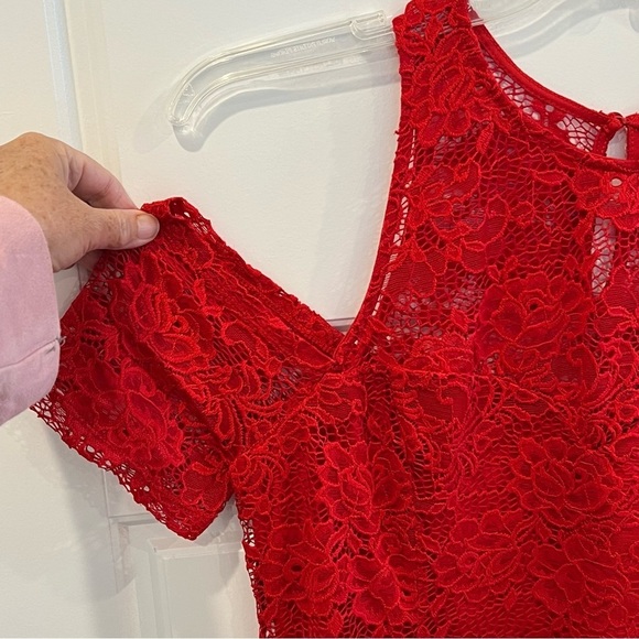 MATERIAL GIRL bright red lace cold shoulder dress size XL - Picture 8 of 13